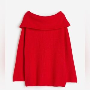 RIB-KNIT OFF-THE-SHOULDER SWEATER